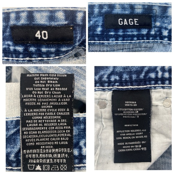 2000's AFFLICTION GAGE jeans Faded Distressed Med Wash Denim NICE! Men's 40 - Picture 14 of 15